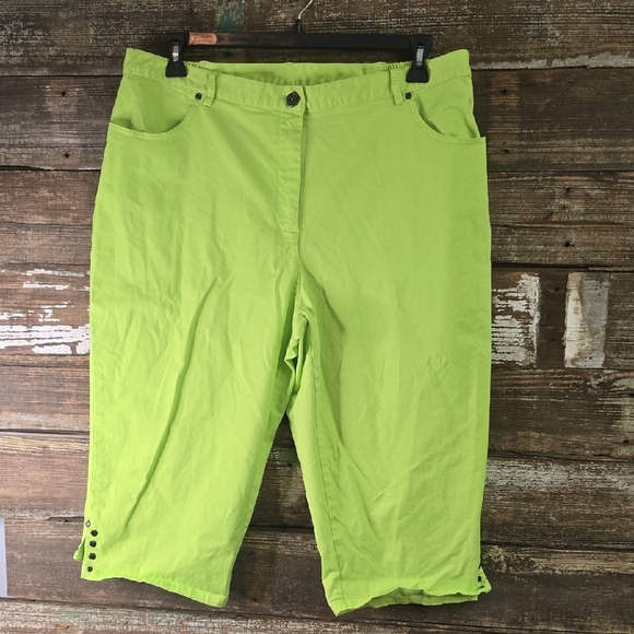 Lark Lane Women's Lime Green Cropped Pants, Plus Size 18 - Picture 1 of 5